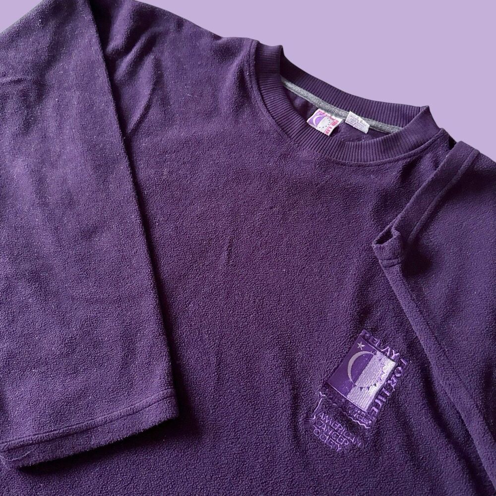 Vtg American Cancer Society Relay For Life Fleece Sweatshirt 3XL Purple Popover